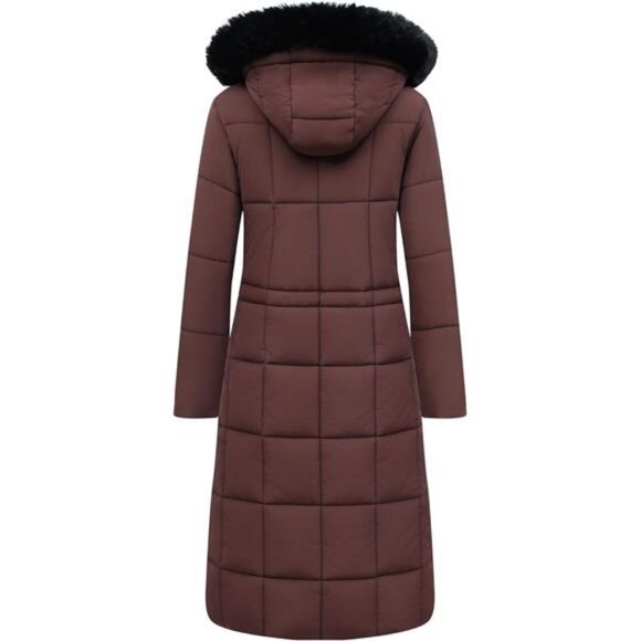 Women's Winter Coat Long Waterproof Parka - Warm Brown - Picture 2 of 7